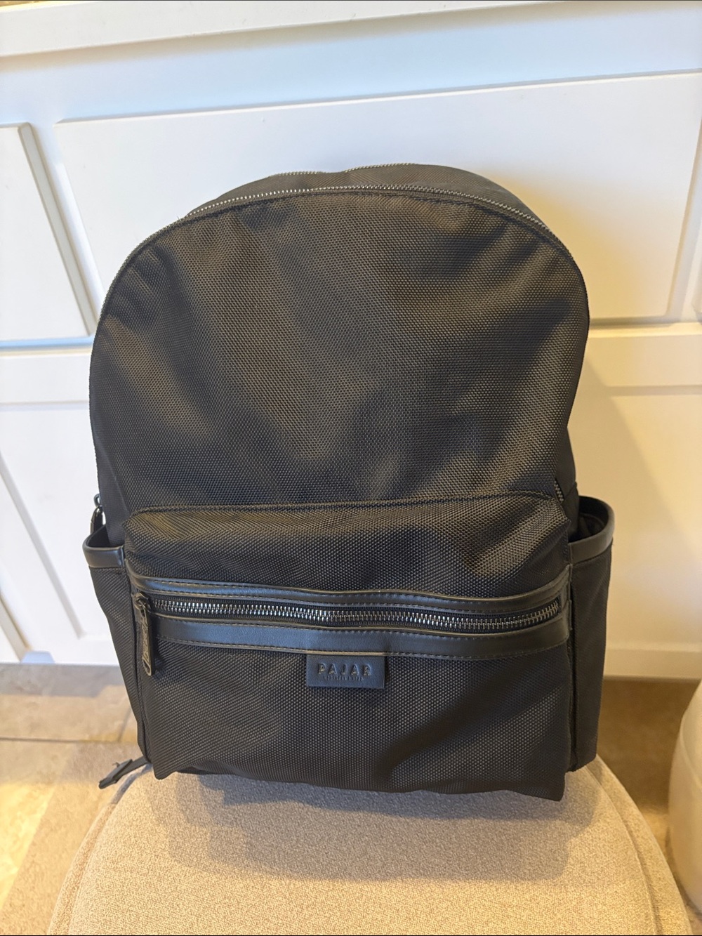 Pajar Black Nylon Backpack with Front Zip Pocket
